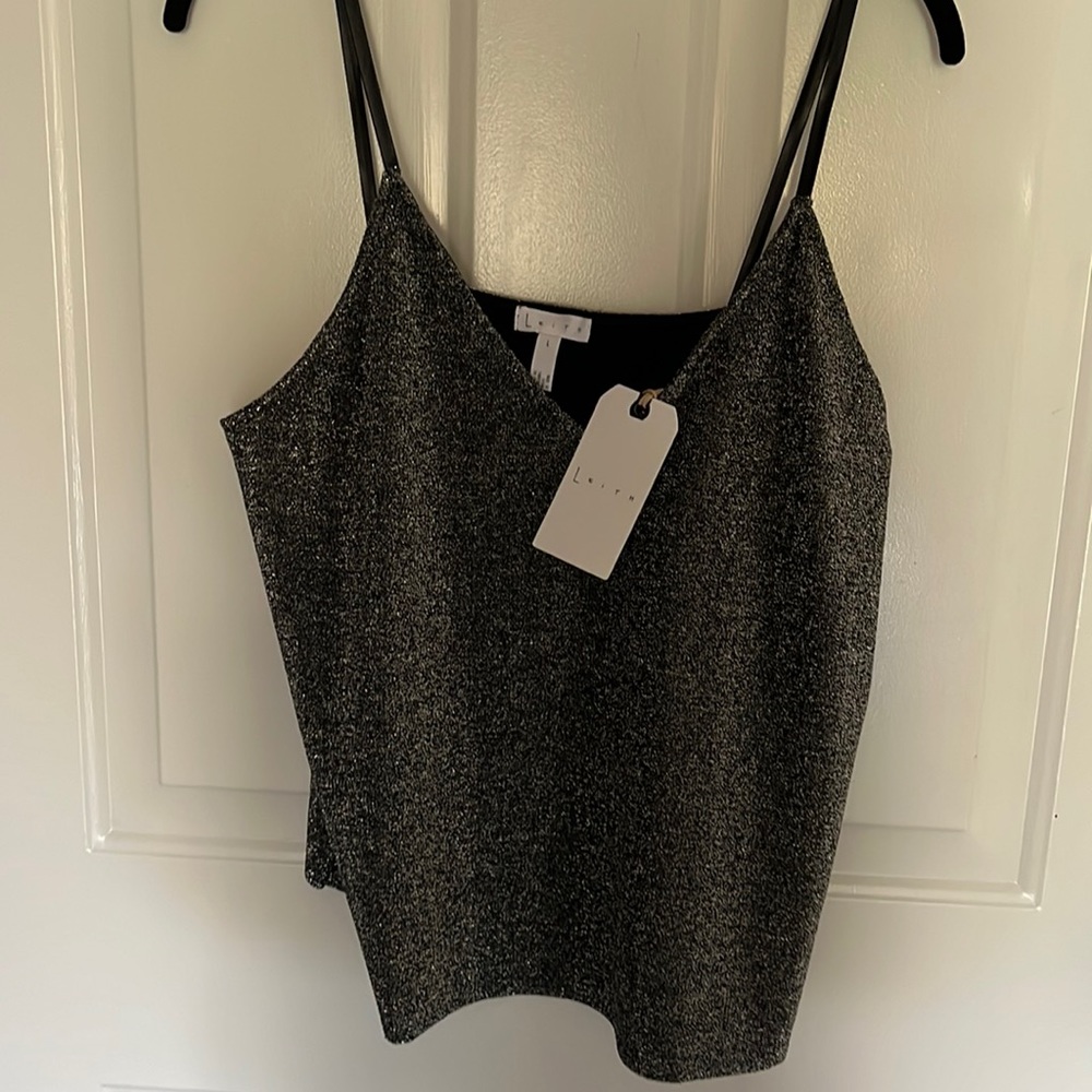 Leather strap shimmery tank